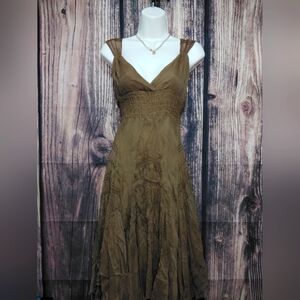 Ruth Elegant Brown Women's 100% Silk Dress Size 10